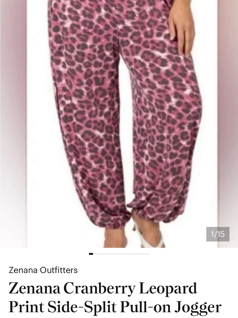 Zenana Outfitters Pink Cranberry Leopard Print Joggers